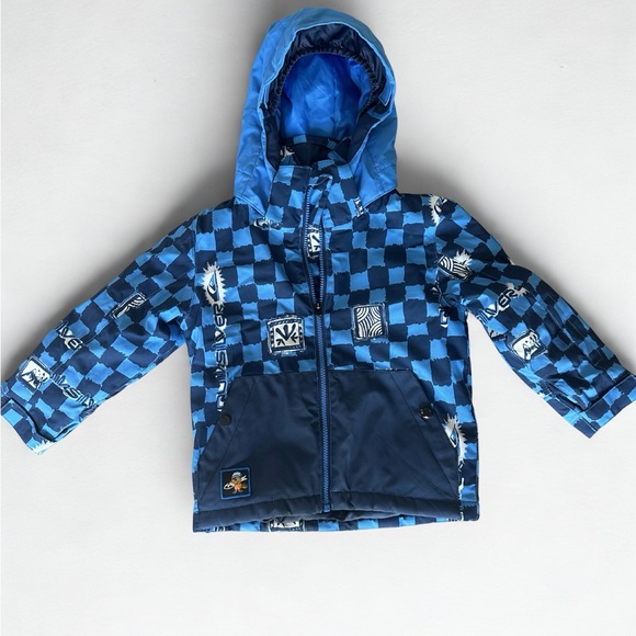 Quiksilver Blue Checkered Kids Ski Jacket